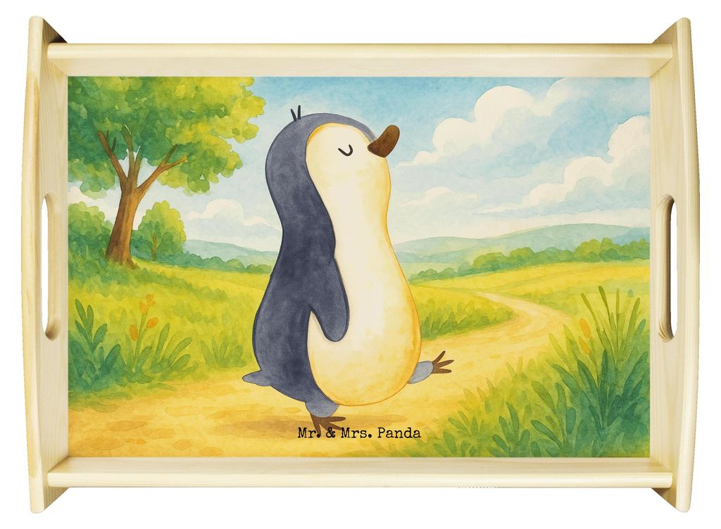 Mr. & Mrs. Panda Tablett Pinguin marschieren Design - Weiß - Geschenk, Deko, Spazieren, holz, Servier, Bruder, Holztablett, Stolz, betttablett, Fa...
