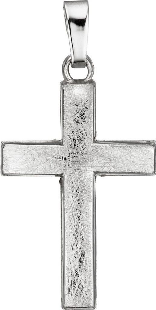 Anhänger Kreuz 23,1x14,1mm aus 585 Gold Weißgold eismatt Halsschmuck