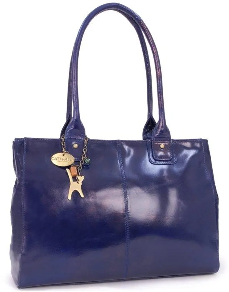 Grand sac cuir noir et bleu format A4 pour ranger ordinateur et dossiers