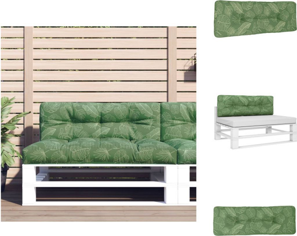 vidaXL Palettenkissen Blattmuster 120x40x12 cm Stoff - Sitzpolster