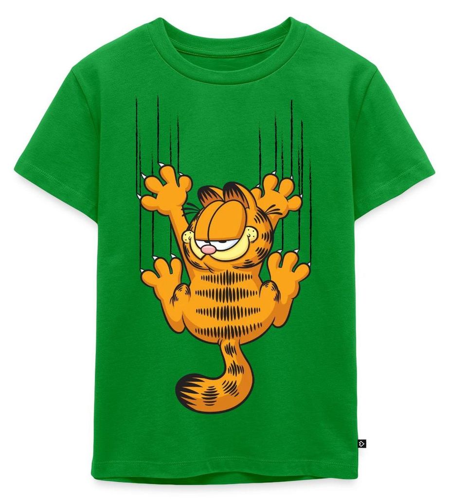 Spreadshirt Garfield Kratzer Kinder Premium T-Shirt, 122/128 (6 Jahre), Grün