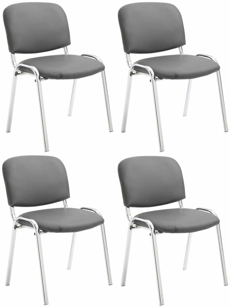 CLP 4er Set Stühle Ken Chrom Kunstleder gepolstert Farbe:grau