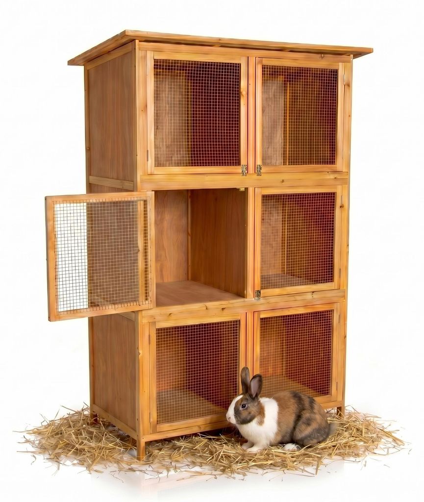 Mucola Hasenkäfig 6 Boxen Kaninchenstall Holz Freigehege Produktbild 