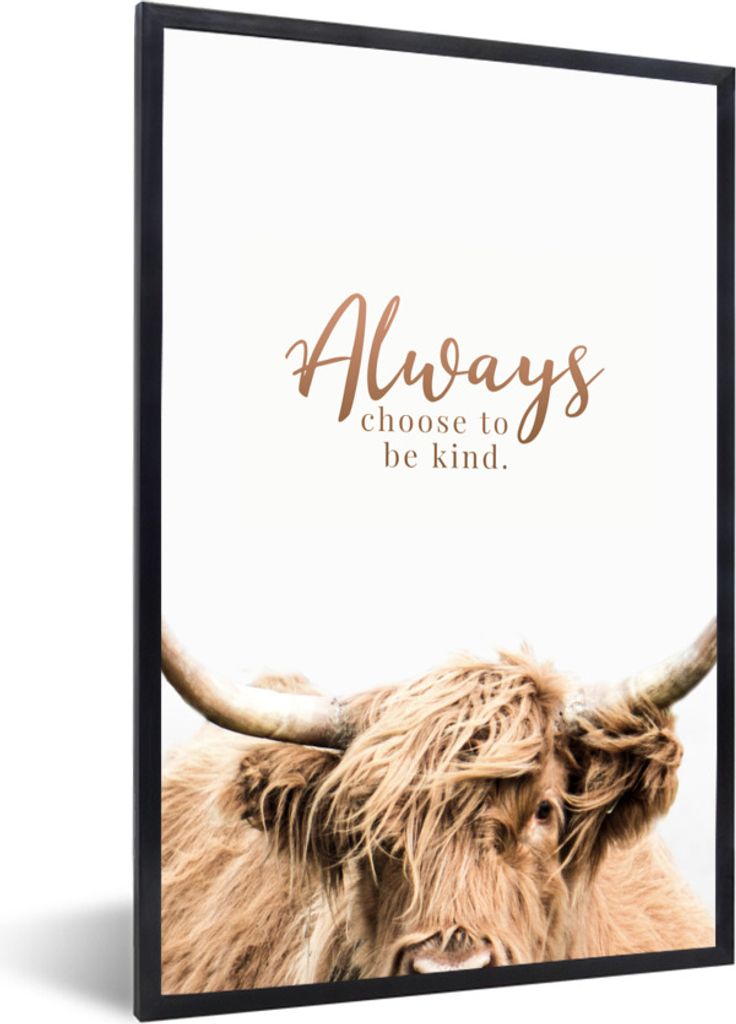 MuchoWow Gerahmtes Poster Schottischer Highlander - Sprichwörter - Weiß 40x60 cm - Poster mit Schwarzem Bilderrahmen Wandposter Rahmen Foto Bil...