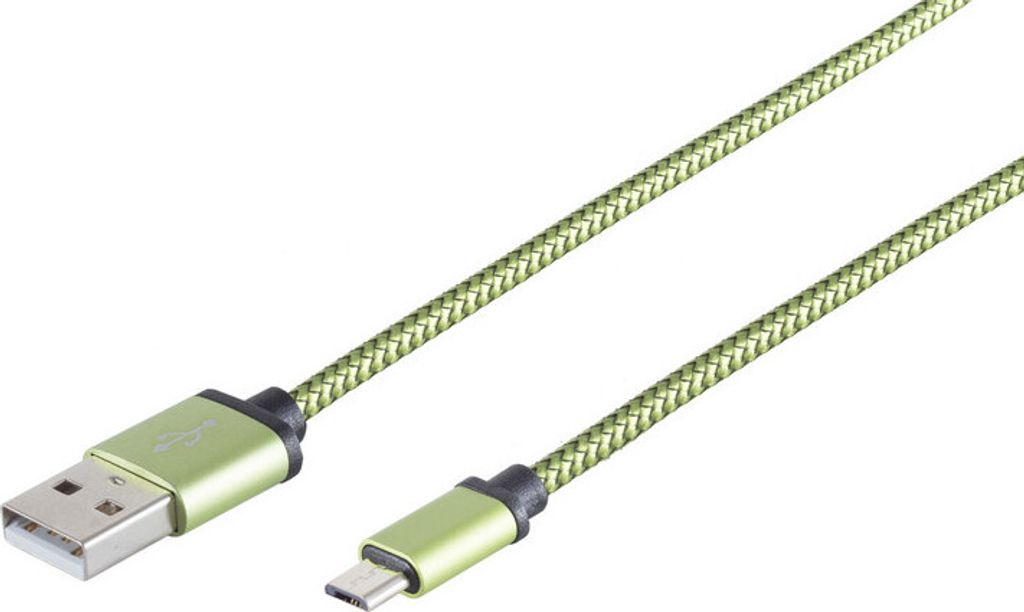 USB-Ladekabel A Stecker auf USB Micro B grün, 0,9m