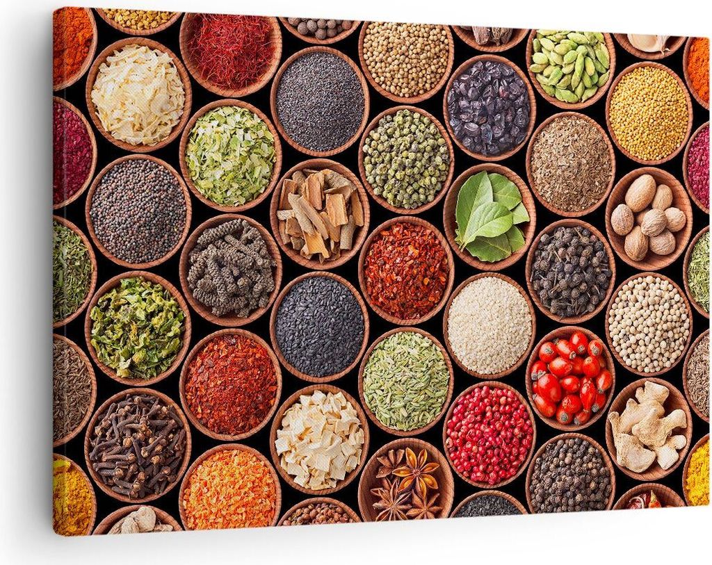 Bild auf Leinwand - Leinwandbild - Gewürz Küche - 70x50cm - Wand Bild - Wanddeko - Wandbilder - Leinwanddruck - Bilder - Kunstdruck - Wanddekorat...
