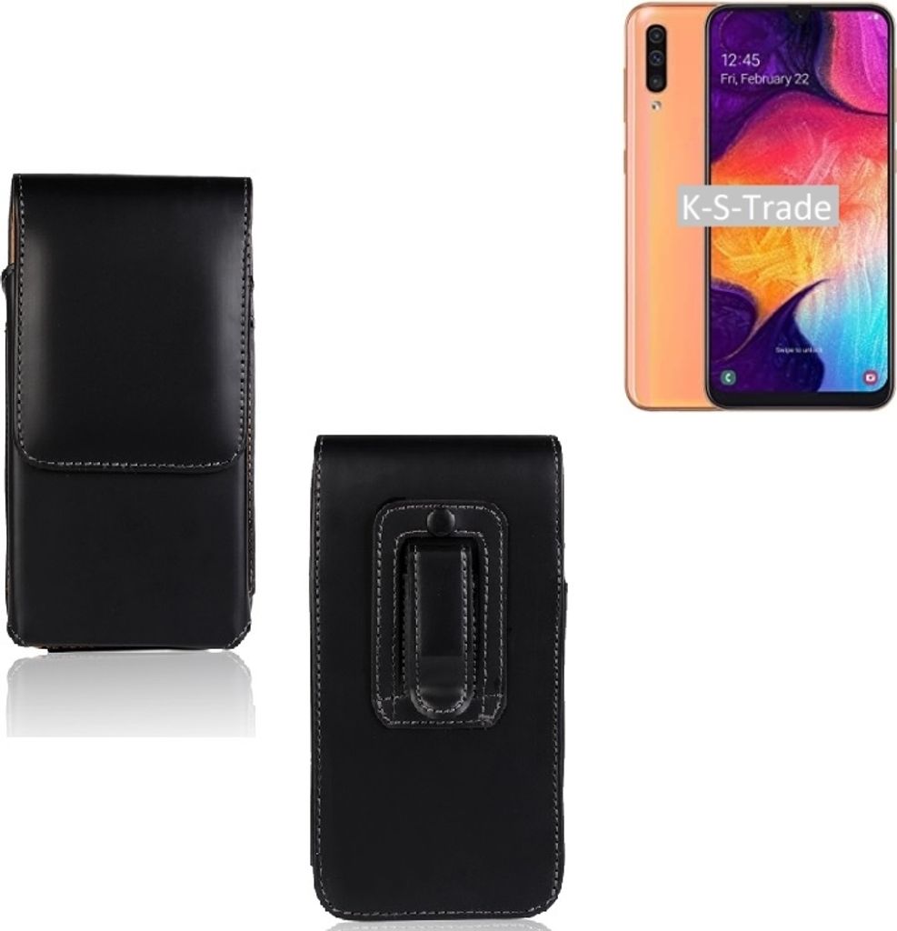 K-S-Trade Gürteltasche für Samsung Galaxy A50 Schutz Hülle Handy Hülle mit Magnetverschluss Holster in schwarz