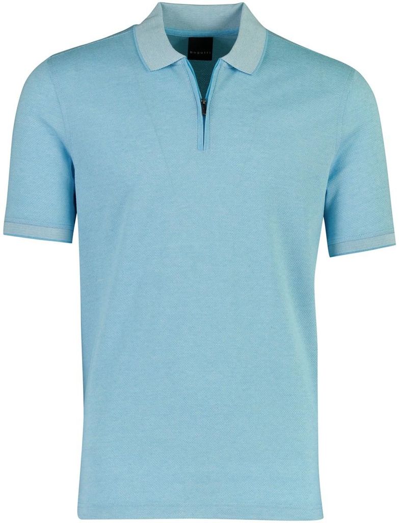 Poloshirt Bugatti blau mit Reißverschluss weite Passform