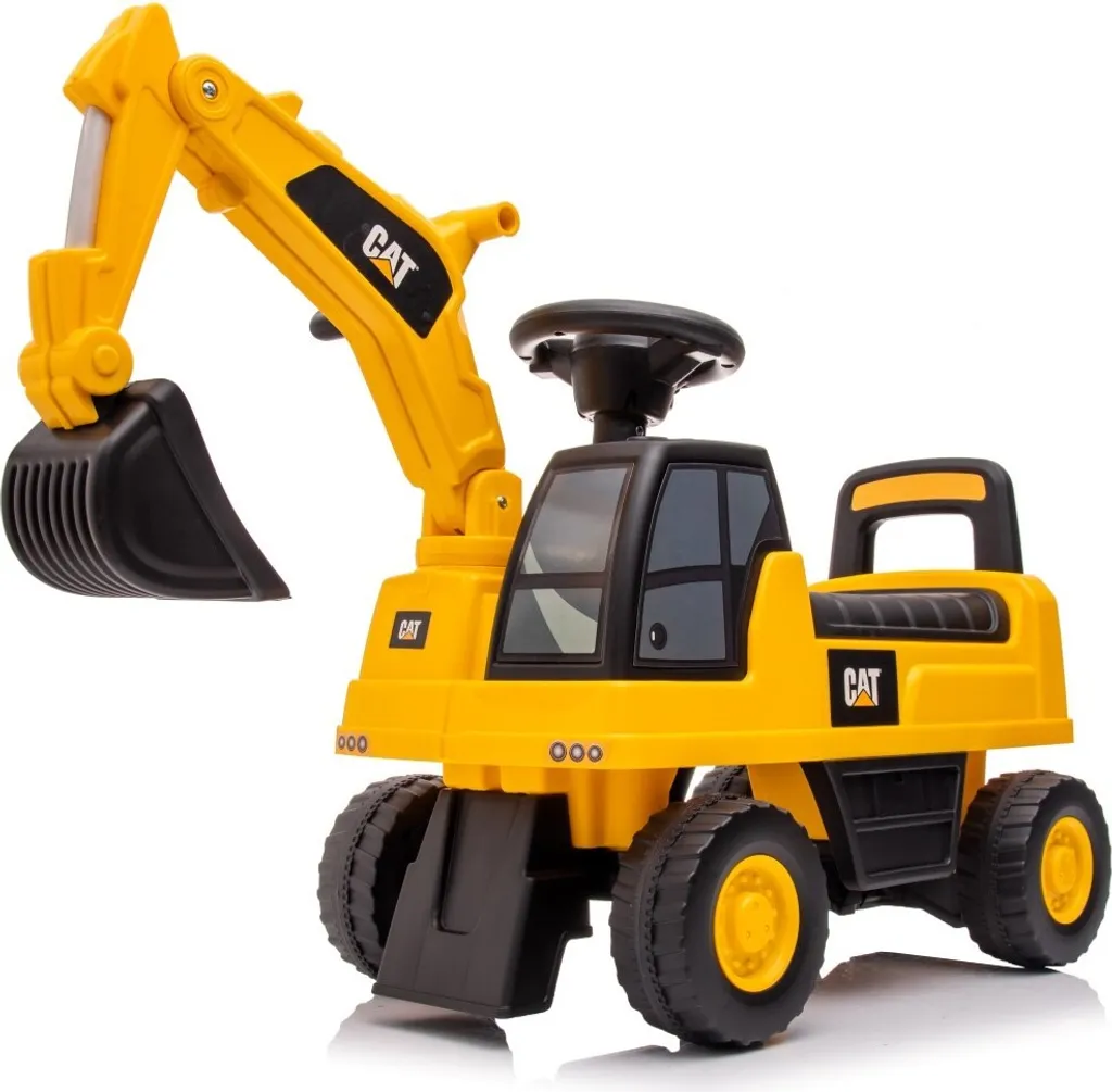 Véhicule à glisser CAT jaune avec volant sonore pour le sable et jardin