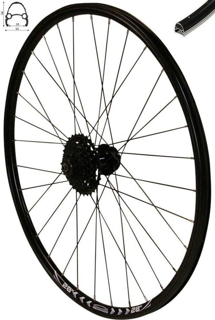 REDONDO 28 Zoll Hinterrad Laufrad Felge Schwarz Disc + Produktbild 1