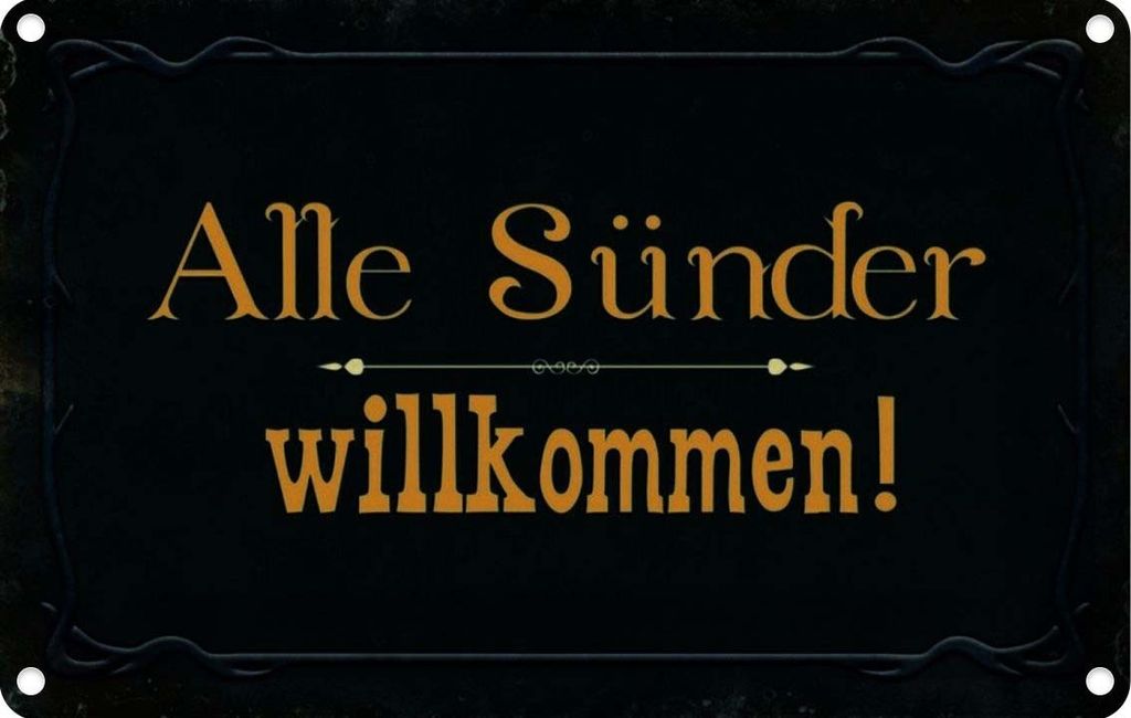 vianmo Blechschild 12x18 cm alle Sünder willkommen Dekoration Spruch Zitat