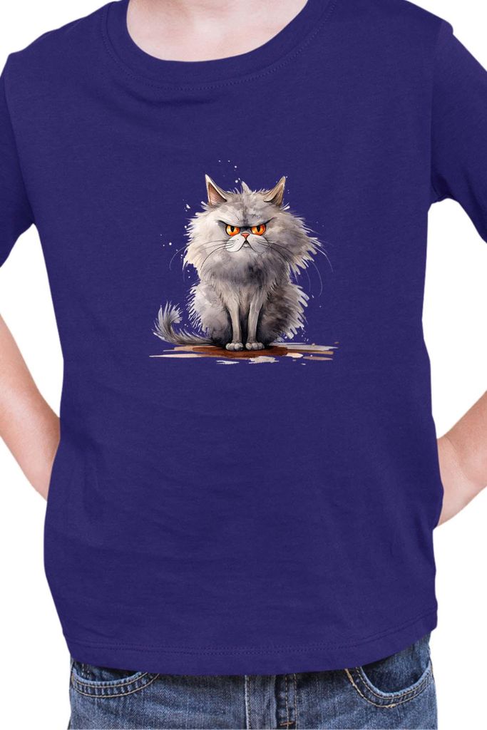 Kinder T-Shirt Funny Cats Breeds Persian Cat, 3-4 Jahr - 104 / Dunkelblau