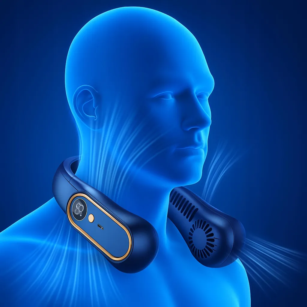 Climatiseur de cou rechargeable USB à 5 vitesses avec écran LED - 8