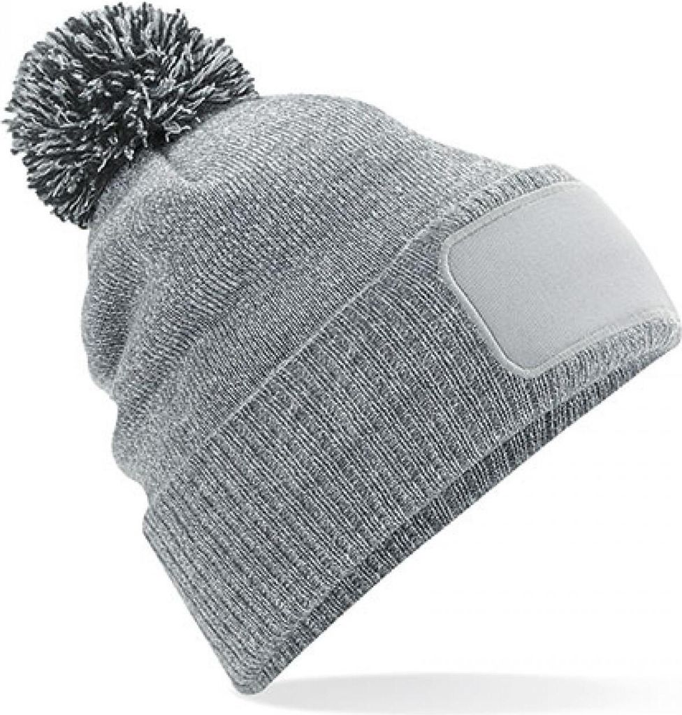 Beechfield B443 | Damenmütze Snowstar Patch Beanie - Farbe: Heather Grey/Black - Größe: One Size