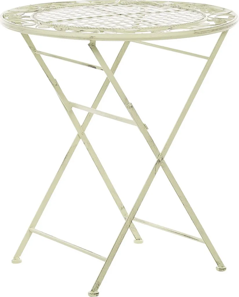 Mobilier de jardin rétro : table ronde pliante en métal vert pour balcon