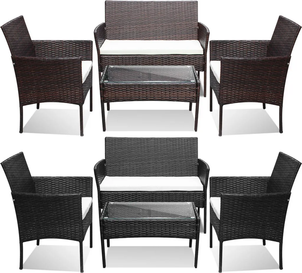 Set Seduta 4 Pezzi Aopunly | Polyrattan Nero/Marrone per Esterni