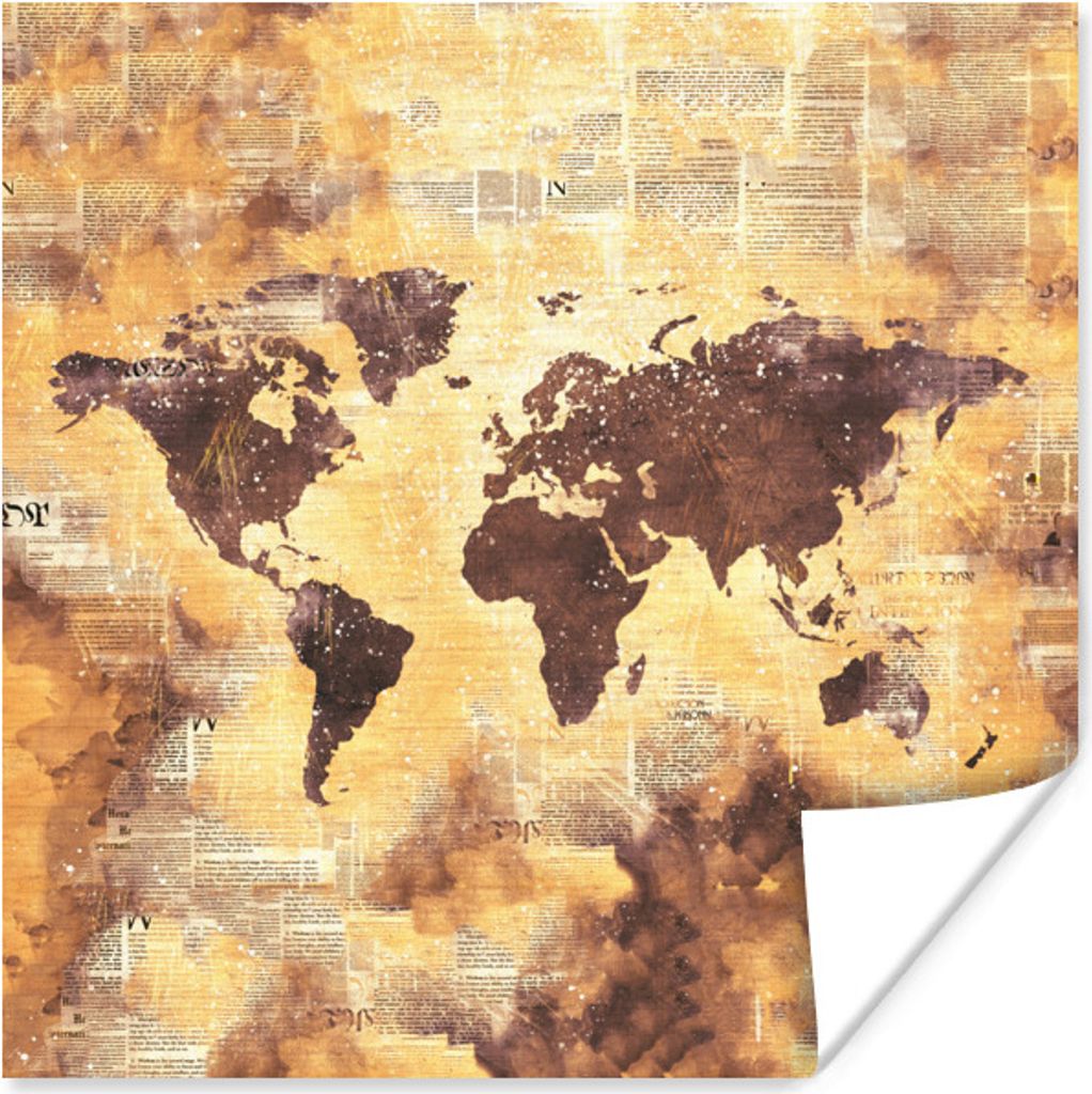 MuchoWow Poster Weltkarte - Punkte - Farben 100x100 cm - Babyzimmer