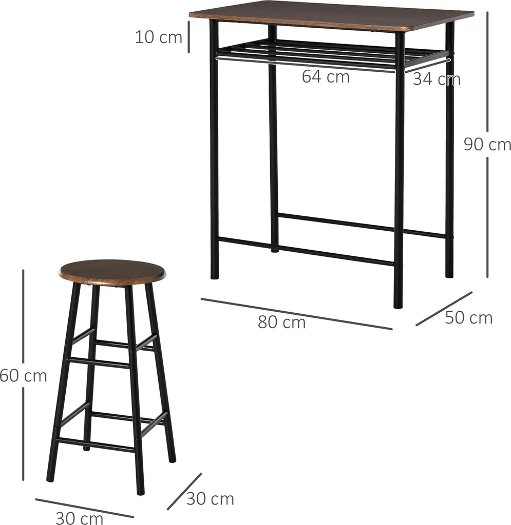Gain de Place : Ensemble Table et Tabourets de Bar avec Rangement Intégré - 3