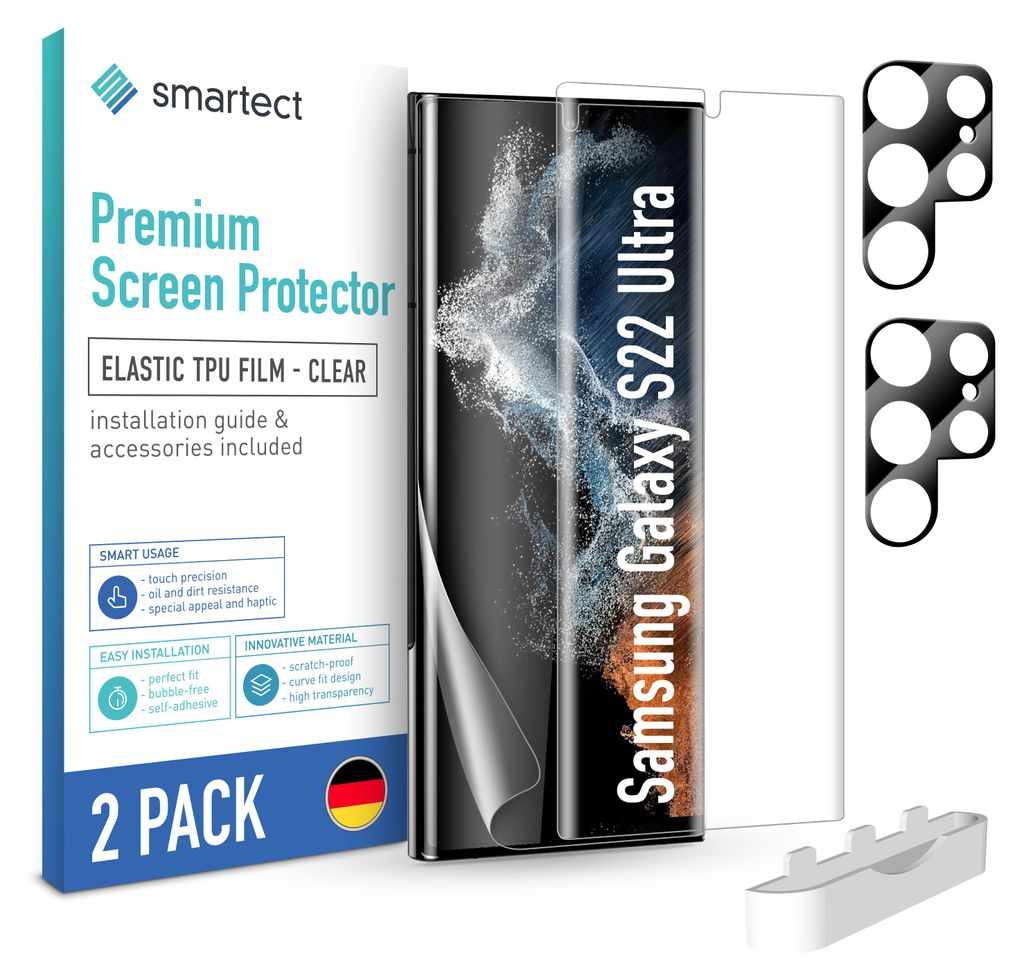 2x TPU Schutzfolie Klar für Samsung Galaxy S22 Ultra 2x Produktbild 