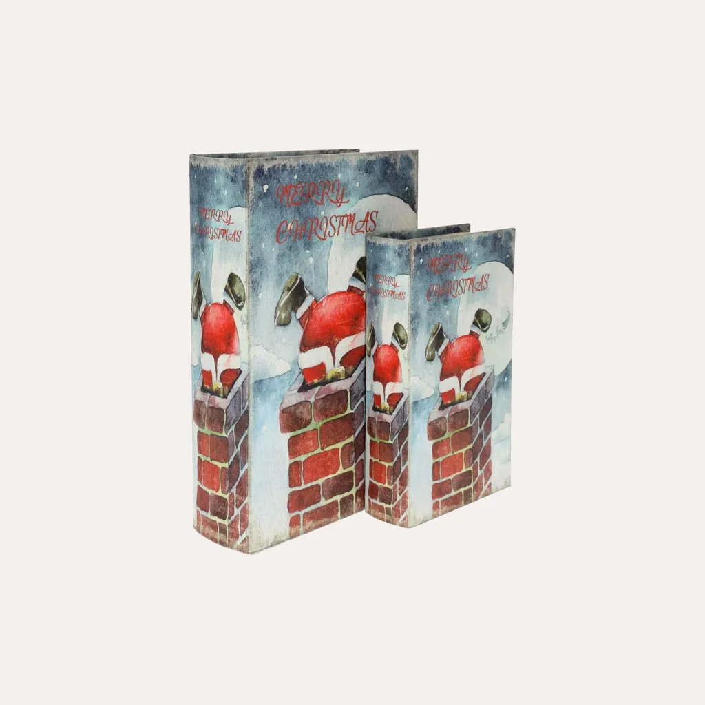 KEYHOMESTORE Lot de boîtes en forme de livre Merry Christmas - 3 pièces