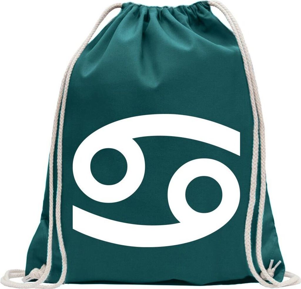 Kiwistar - Turnbeutel - petrol - Krebs Sternzeichen - Fun Rucksack Sport Beutel Gymsack Baumwolle mit Ziehgurt