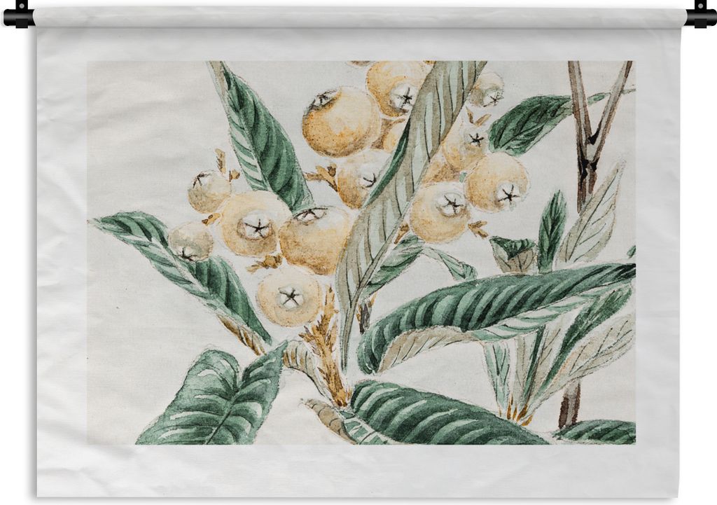 MuchoWow Wandteppich Wandbehang Beere - Blätter - Japanisch 60x45 cm Tapisserie Dekoration Wandtuch - Das Schlafzimmer