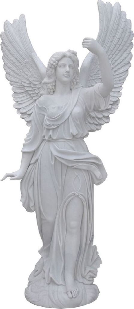 Casa Padrino Luxus Jugendstil Marmor Deko Skulptur Engel Weiß H. 215 cm - Prunkvolle Garten Marmor Deko Figur - Barock & Jugendstil Garten Marmor ...