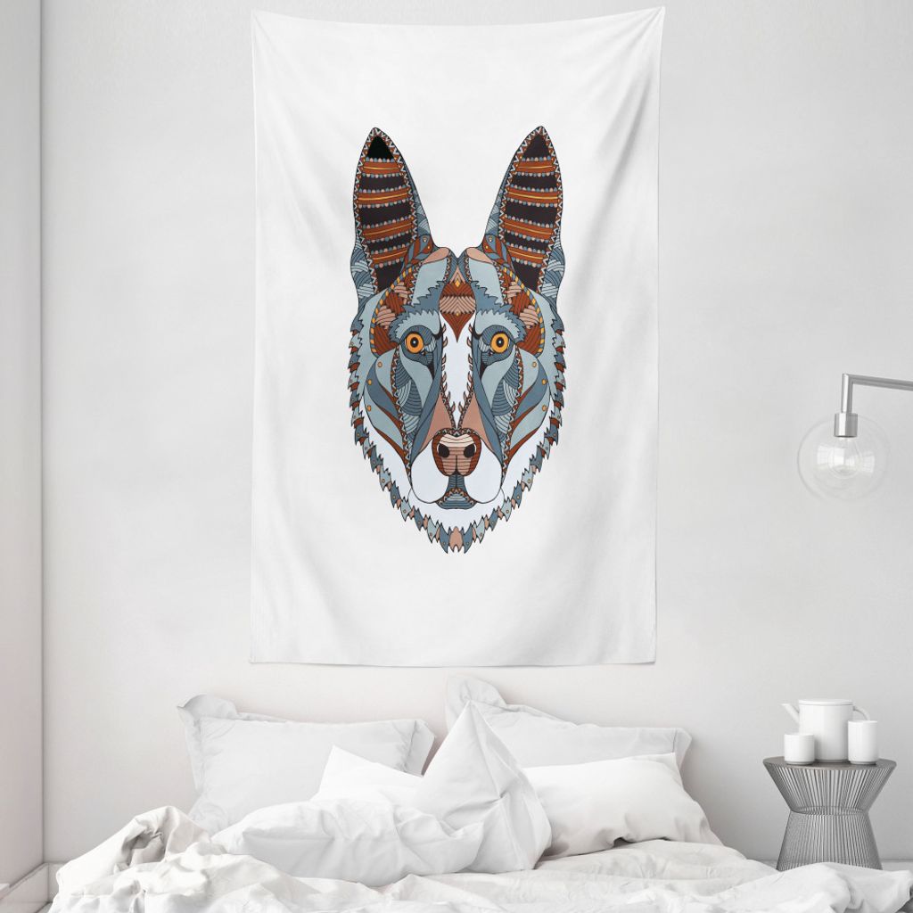 ABAKUHAUS Deutsche Wandteppich und Tagesdecke, Bunte Schäferhund aus Weiches Mikrofaser Stoff Waschbar ohne Verblassen Digitaldruck, 140 x 230 cm,...