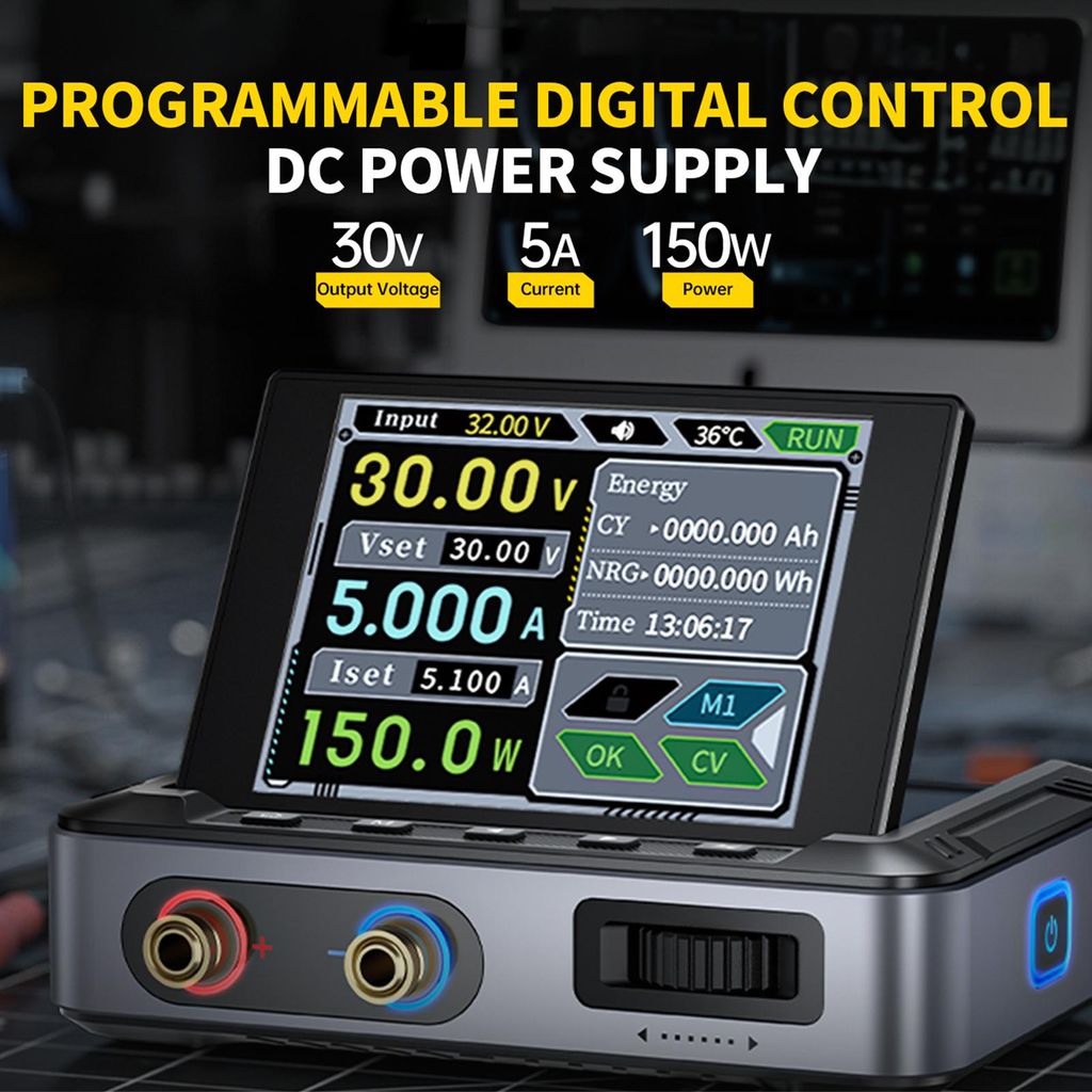 DPS-150 Programmierbares 2,8 Zoll HD IPS Farb-Display DC geregeltes Netzteil 0-30V 0-5A 150W mit multifunktionalem Schutz