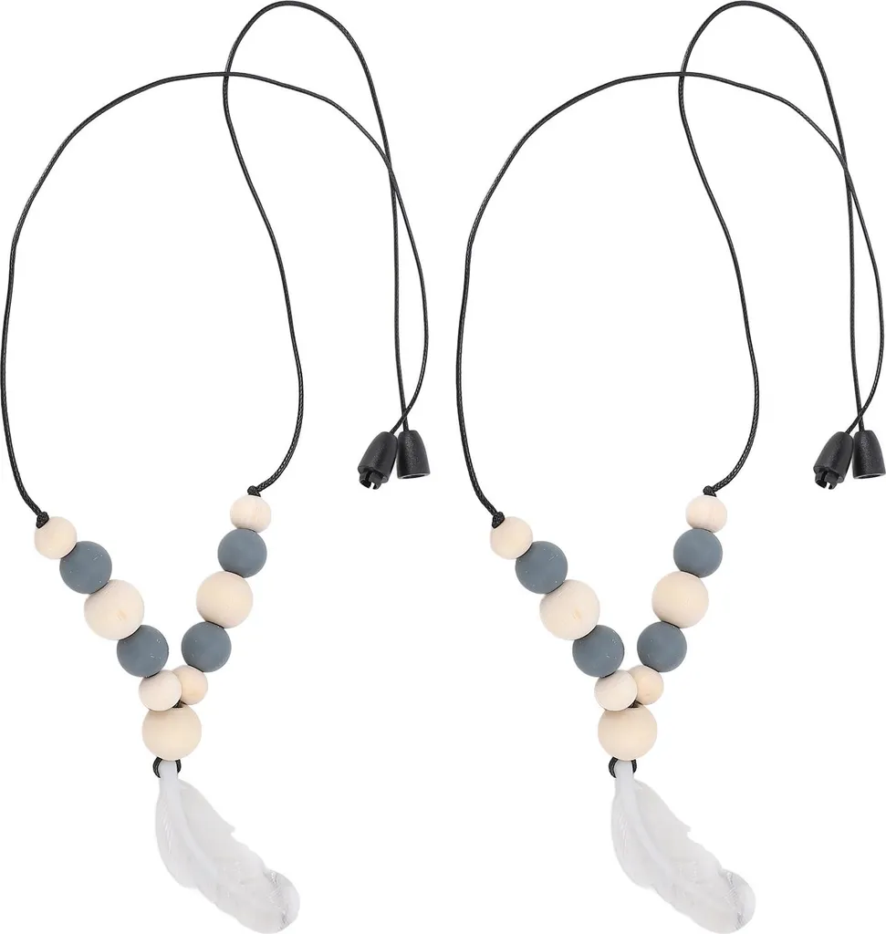 2x Ciondolo Masticabile Silicone Sensoriale Grigio Anti-Ansia Bimbi