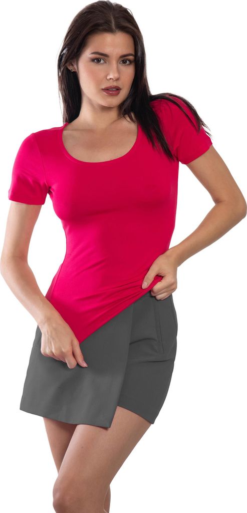 Damen T-Shirt Viskose Stretch – Slim Fit, Kurzarm, Rundhals, Weich & Atmungsaktiv, Basic Shirt für Alltag & Freizeit, XS–XL