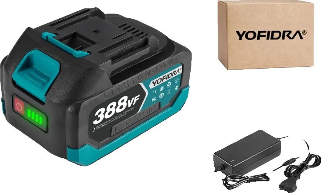 Batterie Lithium 18V 15000mAh Rechargeable 388VF-1 avec Chargeur Inclus