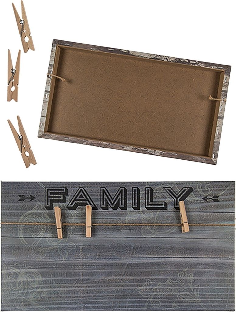 Memoboard Memotafel Wand-Schild Vintage FAMILY Familie Holz Leinen Bilder Memos