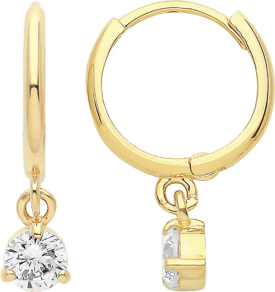 Elegante 9 Karat (375) Gold Damen - Paar Ohrringe mit Zirkonia - 16mm*4mm; TRS363169KY