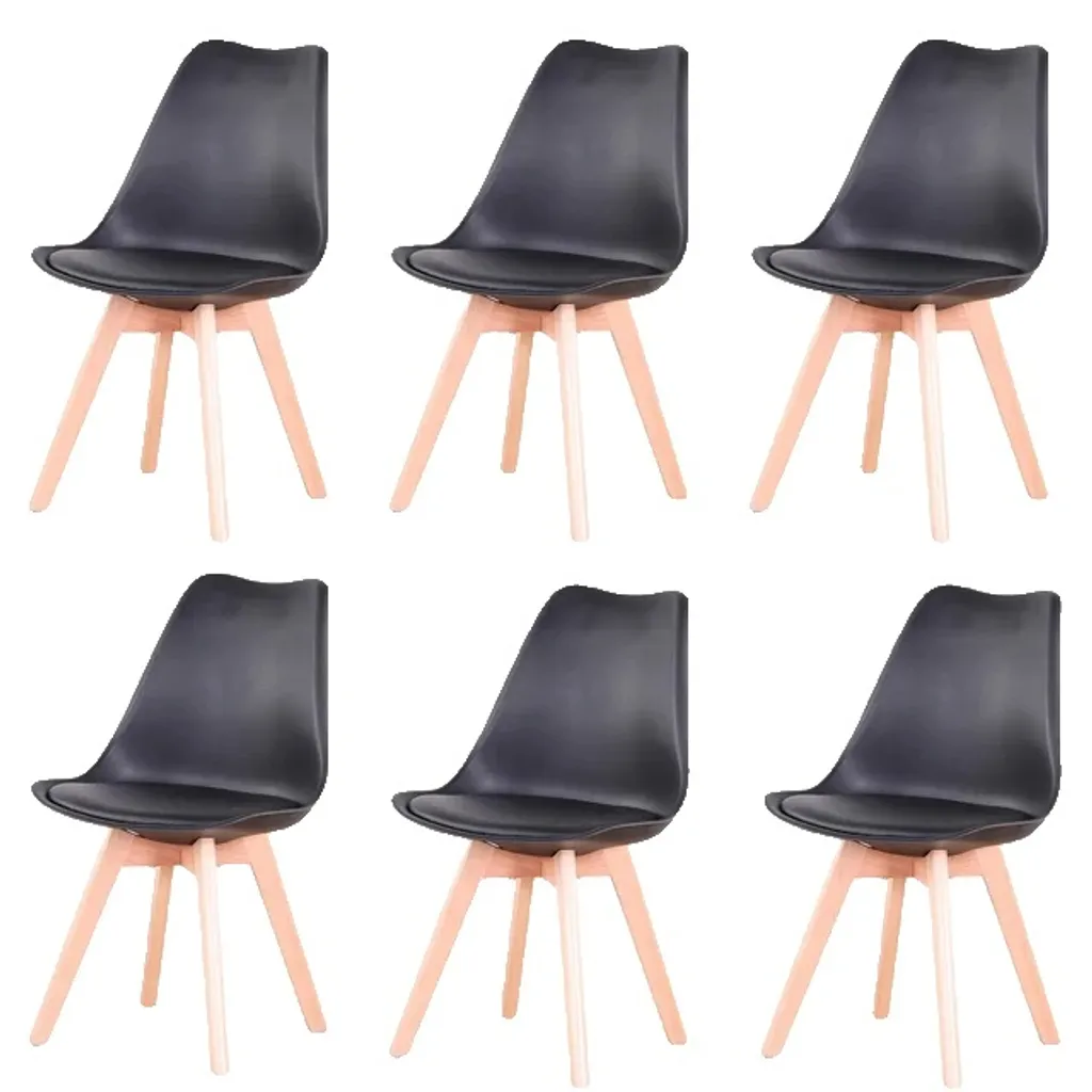 Chaises de salle à manger mid-century pieds bois noir - Lot de 6 pièces