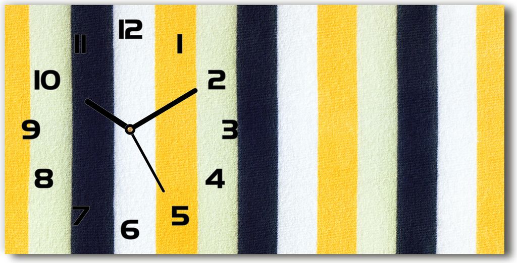 Wanduhr aus Glas – 60x30 cm - Glasbild - Glasuhr - Gehärtetes Glas - schwarze-zeiger - gestreiften Hintergrund