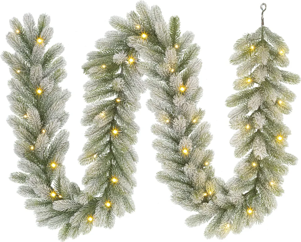 Guirlande Noël LED Blanc Chaud Vert Givré 270 cm Black Box Trees