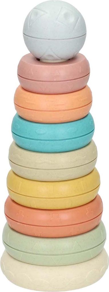 Pastell Stapelturm mit 8 Ringen und 1 Ball für Kinder ab 18 Monaten, 15 x 5,8 x 22 cm