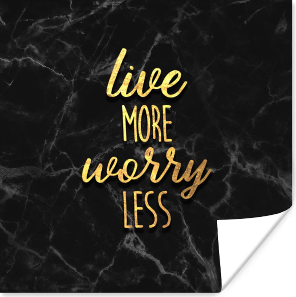 MuchoWow Poster Zitat - Leben - Gold - Schwarz 75x75 cm - Wand Dekoration