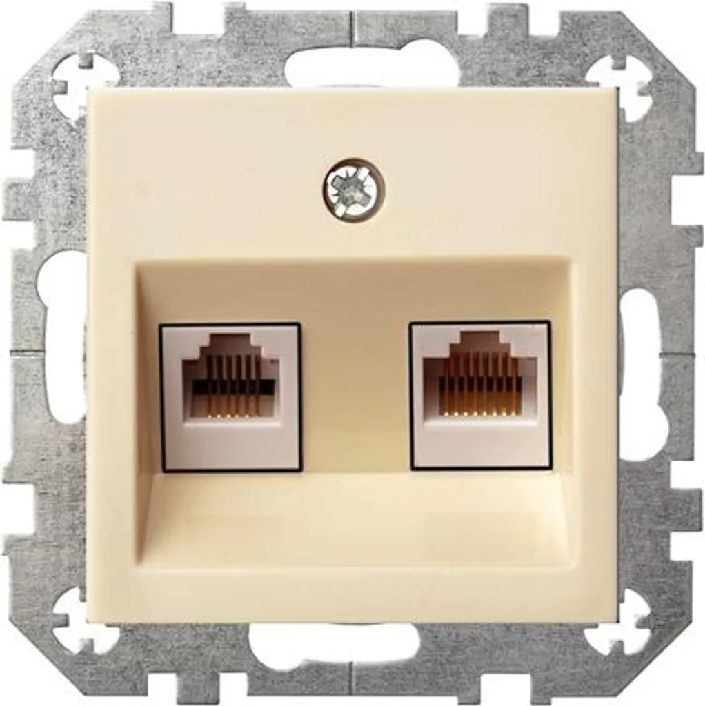Prise RJ45 Double Liregus Computer Socket 2-Way sans Cadre Blanc