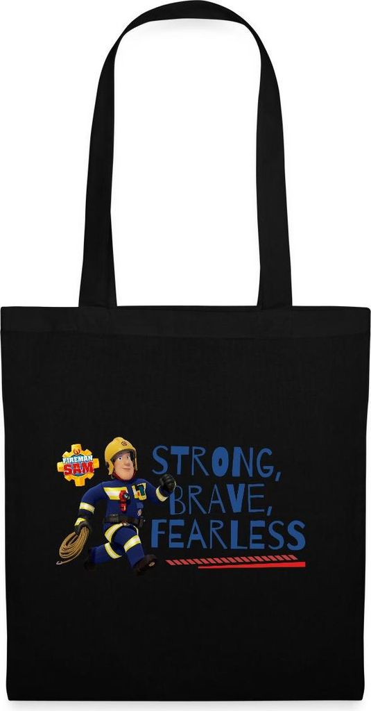 Spreadshirt Feuerwehrmann Sam Strong, Brave, Fearless Stoffbeutel, One size, Schwarz