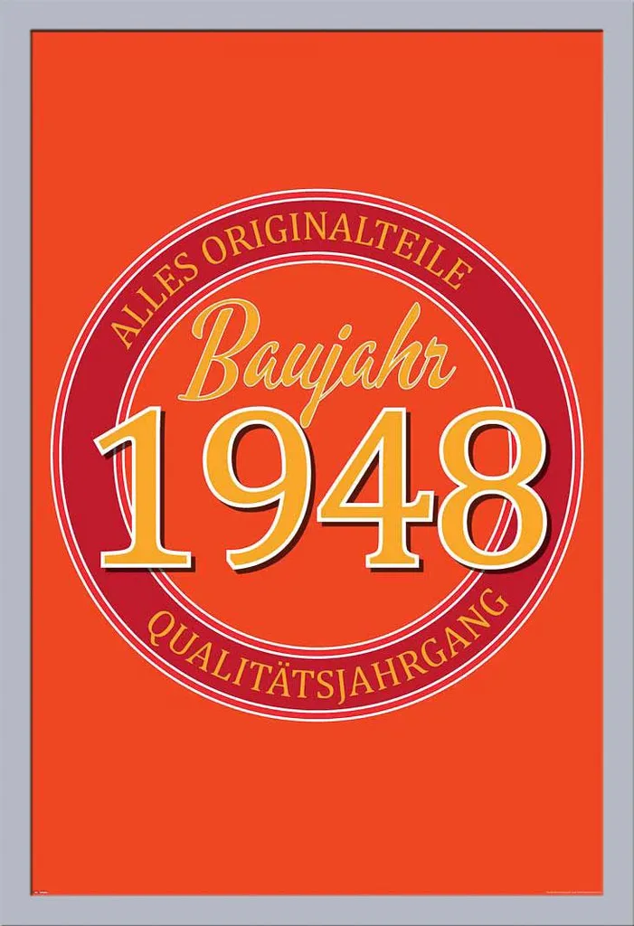 Idea Regalo Compleanno 1948 | Poster con Cornice Shinsuke® Argento