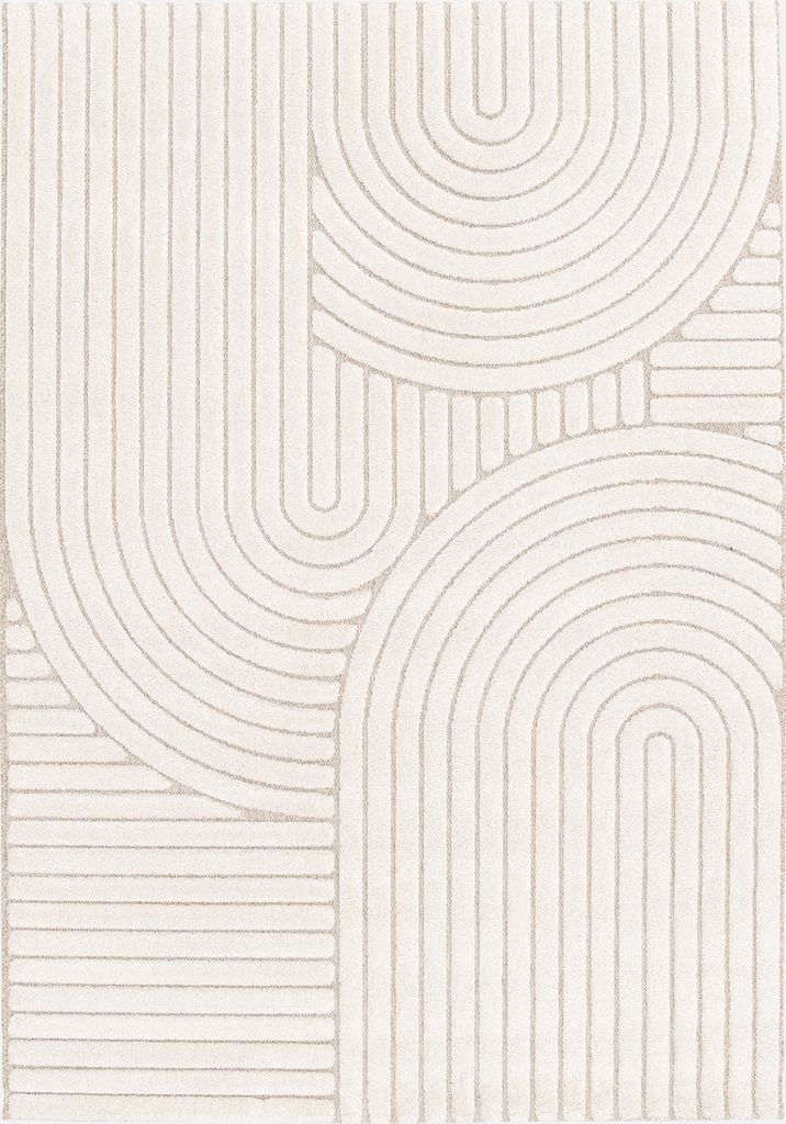 sweeek - Indoor Teppich Ethno-Muster Bögen, beige und cremefarben