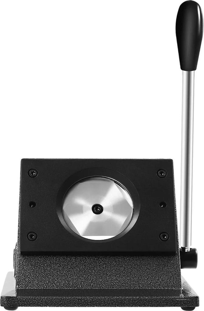 Manuelle Stanzmaschine - Kreisstanzer für Buttons und Medaillen - Edelstahl - für Karton - langer Hebelgriff 27,5 cm - schwarz