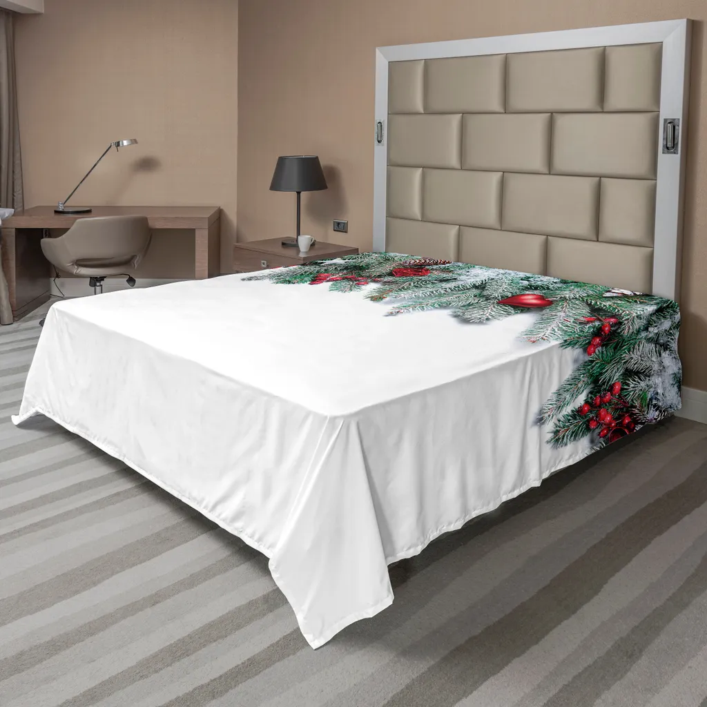 Grand drap plat décoratif motif de Noël 275x260 cm en tissu confortable