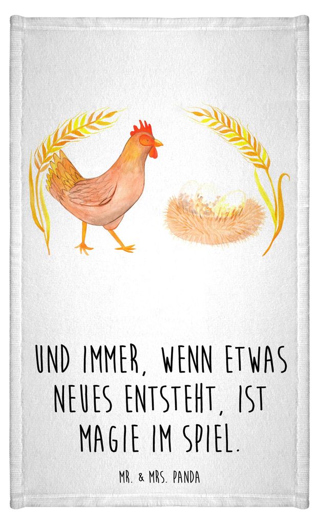 Mr. & Mrs. Panda Handtuch Huhn Stolz - Weiß - Geschenk, Frotteetuch, Bauernhof, gäste wc, Hühner, Spruch, Gästetuch, baumwolle, Hof, Klein, Hah...