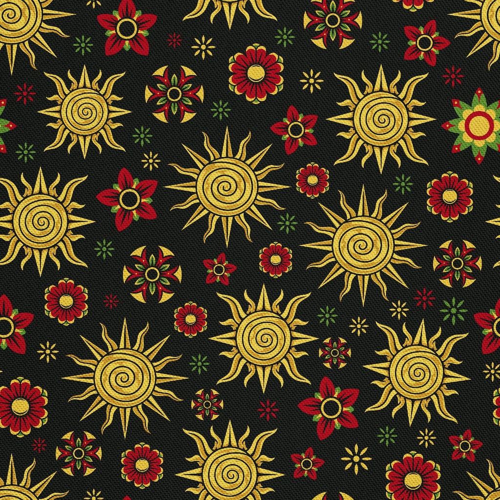 OUTDOOR DEKOSTOFFE OXFORD - Motiv Sonne und Blumen I DX725
