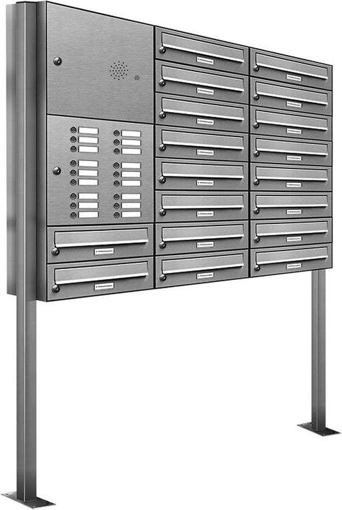 18er V2A Edelstahl Briefkasten Standanlage Freistehend mit Klingel