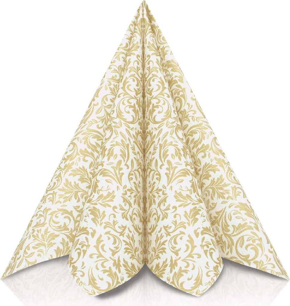 Airlaid Serviette Ornaments in Gold, 40 x 40 cm, 50 Stück - Ideal für Hochzeiten oder Jubiläen