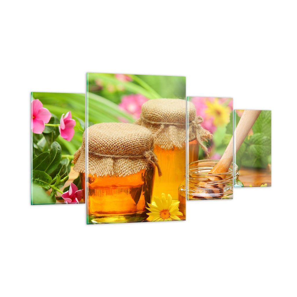 Bilder auf glas - Honig Glas Glas Vitamin - 160x90cm - Glasbilder - Wandbilder - Kunstdruck - zum Aufhängen bereit - Wanddekoration aus Glas - Gla...
